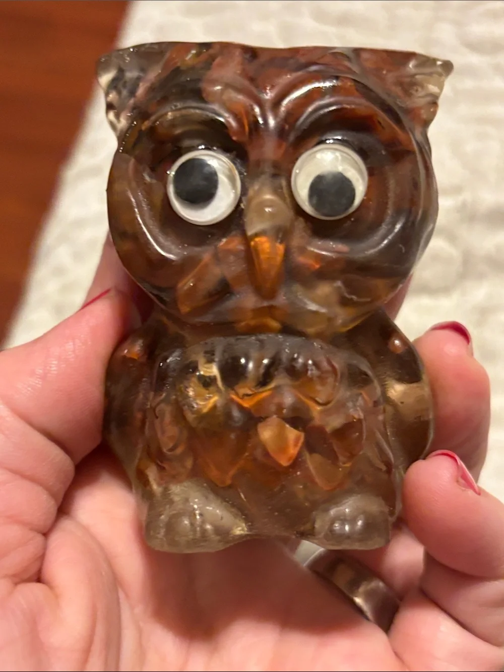 Brown Owl Figurine with Googly Eyes - Home Accent
